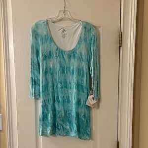 Aqua and White Swirl Top